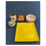 Decorative Lot: Pottery, Plate, Tin, Box