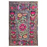 Uzbek Suzani Embroidered Textile, 54x82 in