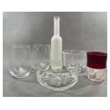 Glassware Set With Heart Dish, 6 Pieces