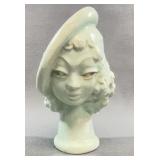 Light Blue Ceramic Lady Head Planter Vase