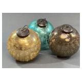 3 Mercury Glass Christmas Ornaments