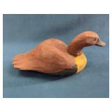 Hand-Carved Painted Wooden Duck Decoy