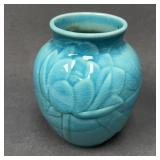 1945 Rookwood Turquoise Lotus Motif Vase