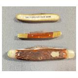 3 Pocket Knives, Mixed Materials