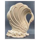 White Ceramic Swan Vase 8 Inch Height