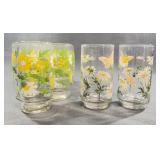 7 Flower and 2 Butterfly Glass Tumblers