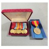 Military Medal Set with Ribbons and Cases