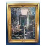 Framed Courtyard Scene Painting, 39 x 49 Inches