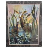 Framed Wildlife Print With Gold Tone Frame