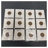 Wheat Pennies Collection 1927 to 1957, 12 Coins
