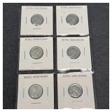Six 1943 Lincoln Steel War Pennies
