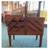 Wood Sewing Box with Vintage Notions and Patterns