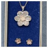 Floral Filigree Necklace and Earring Set