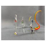 Art Glass Bird Figurines, 5 Pieces