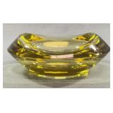 Yellow Glass Ashtray with Rounded Lip Design