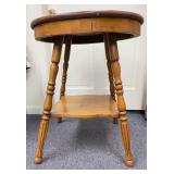 Round Wooden Side Table with Lower Shelf 24x28in