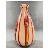 Art Glass Vase With Red and Yellow Swirl