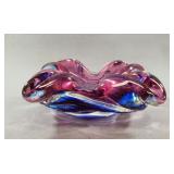 Murano Style Pink and Blue Art Glass Bowl
