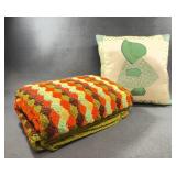 Crocheted Afghan 32x45 & Sunbonnet Sue Pillow