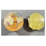 Art Deco Powder Boxes, Painted & Bakelite