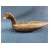 Carved Wooden Duck Decoy Black Painted Finish