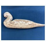 Hand-Carved Wooden Duck Decoy with Paint Loss