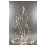 Clear Acrylic Flame Sculpture with Oval Base