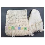 Crocheted Afghan and Shawl With Fringe