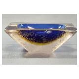Rectangular Blue Art Glass Ashtray