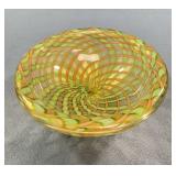 Murano Art Glass Bowl Gold Aventurine Swirl