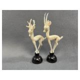 Glass Antelope Figurines on Black Bases