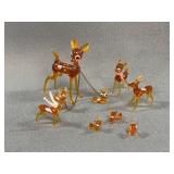 Murano Style Glass Deer and Fawn Figurine Set