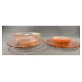 Pink Depression Glass Plate and Bowl Set