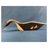 Hand-Carved Wooden Loon Decoy Signed Kantz