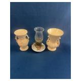 Cream Vases and Miniature Oil Lamp