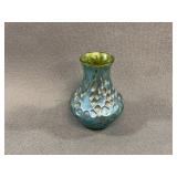 Blue and Green Iridescent Art Glass Vase