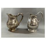 Sheffield Silver & Engraved Pewter Pitchers, 2pcs