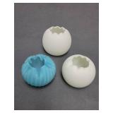 3 Satin Glass Rose Bowls