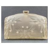 Frosted Lucite Floral Purse With Rhinestones