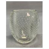 Controlled Bubble Art Glass Paperweight Vase
