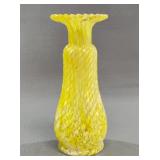 Yellow Swirl Pattern Art Glass Vase