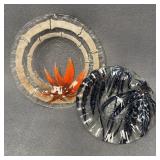 Sydenstricker Fused Glass Plates, One Signed, Two