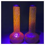 Pair Kralik Attributed UV Reactive Glass Vases