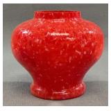Red Spatter Glass Vase, Bulbous Form; 4.5ï¿½