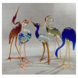 5 Blown Glass Crane Figurines