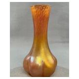 Iridescent Art Glass Vase with Bulbous Base