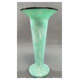 Green Flared Art Glass Vase