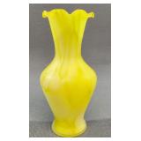 Vintage Yellow Satin Glass Vase