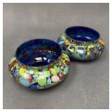 Pair UV Reactive Splatter Glass Bowls