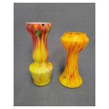 Pair Czechoslovakian Art Glass Vases